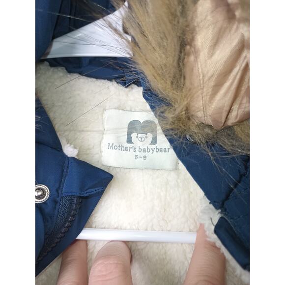 Baby Infant Mother BabyBear Snow Suit Puffer Fur Hood Lined Sherpa 6-9Months - Picture 3 of 6